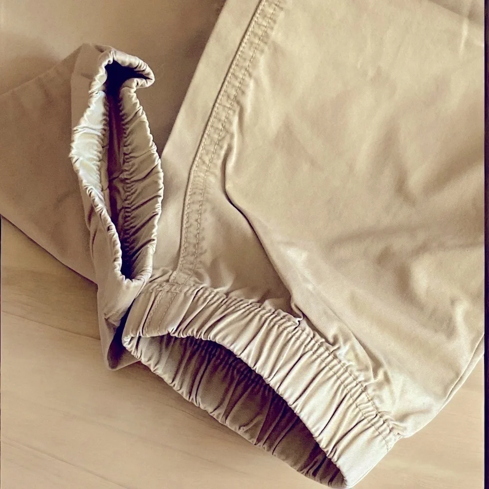Champion Elastic Cuff Tan Jogger Pants Size Large Drawstring Waist 100% Cotton